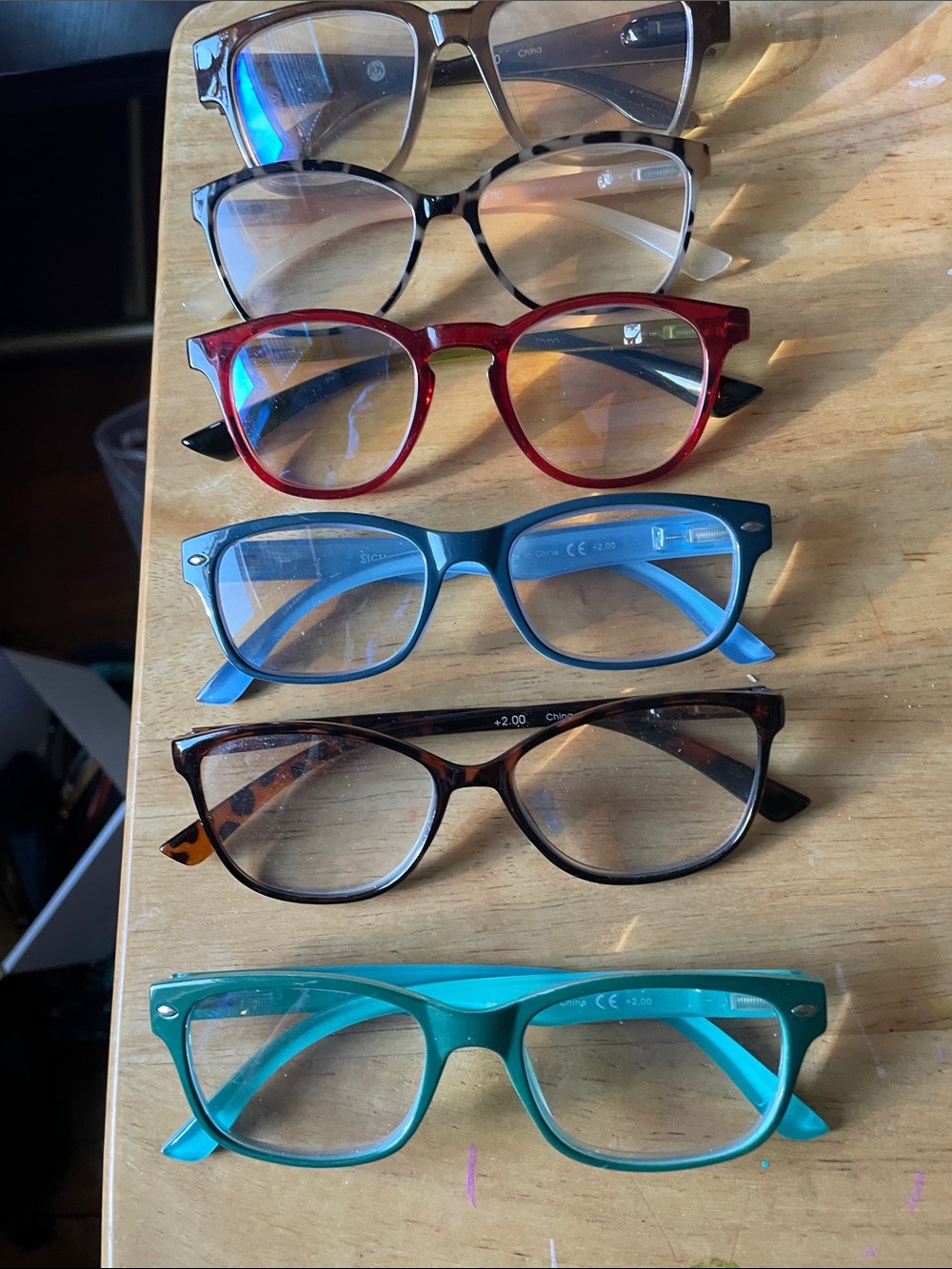 6 Assorted Reading Glasses - +2.00